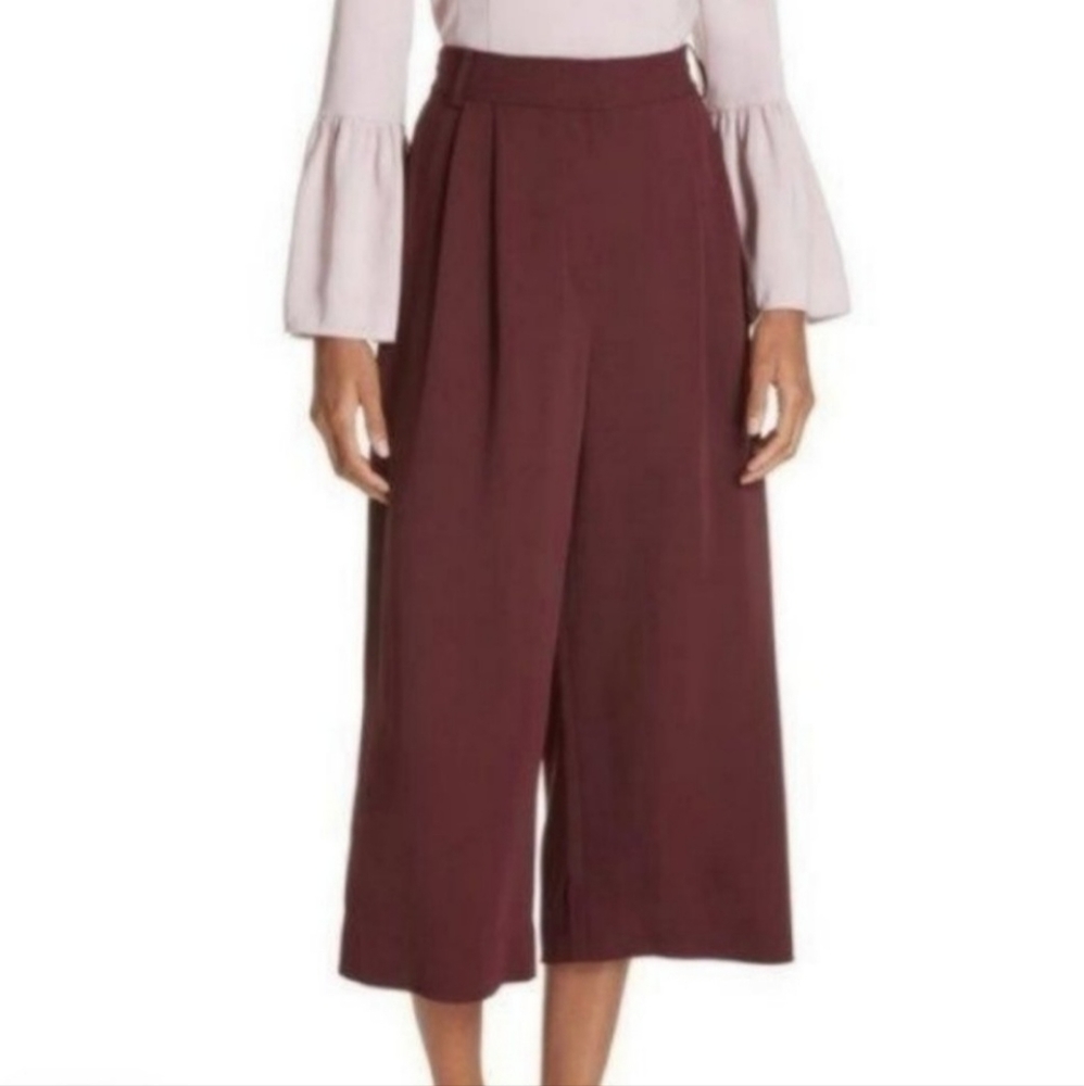 Tibi Stella Stretch Maroon Suiting Crop Pants NWOT Size12